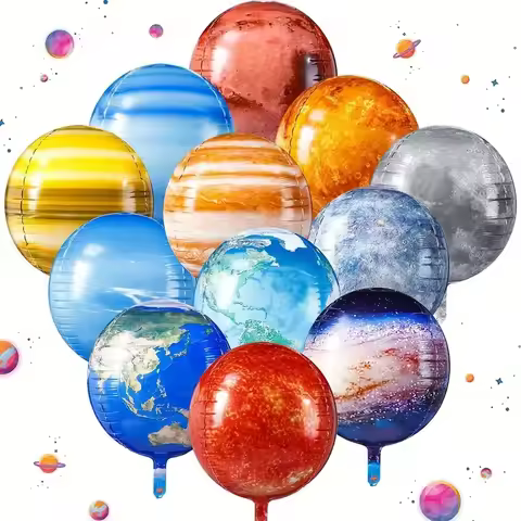 12Pcs 22" 4D Galaxy Space Foil Balloons for Birthday Grad Holiday Decor