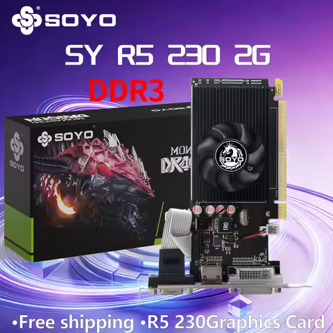 SOYO AMD Radeon R5 230 2GB DDR3 64Bit Graphics Card PCIe2.0x16 HDMI VGA/DVI Video Card ATI 40NM LowP