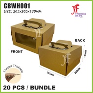 Cake Box Folding Box with Window and Handle kotak kek 6”/7” CAKE BOARD WINDOW TRANSPARENT BOX (20pc)