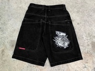 กางเกงขาสั้น JNCO Y2K ฮิปฮอปกระเป๋าฮาราจูกุยีนส์ขาสั้นหลวมผู้ชาย