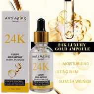 24K gold anti-wrinkle essence collagen niacinamide whitening facial skin care 24k gold serum ของแท้ repair basal layer anti-aging facial serum 30ML