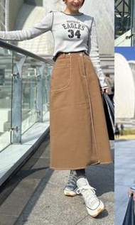 韓國全新moci 後橡筋牛仔長裙s碼