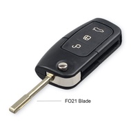 【XPS】3ปุ่มพลิกพับรีโมท Fob Cover Uncut Car Blank Key Shell สำหรับ Ford Focus Fiesta Max