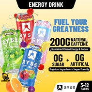 RYSE Fuel Energy Drink, Clean Energy No Crash, Zero Sugar & Vegan, Smooth Energy Boost, 473ml, 3-12p