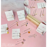 Strip slip hair clip set of 2 lids, 2 jewels, hanging enamel gemstone stick clip