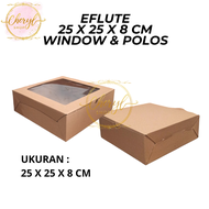 (10 PCS) DOS / DUS KUE EFLUTE WINDOW DAN EFLUTE POLOS UK 25 x 25 x 8 Cm / Kardus Box Kotak Hampers E