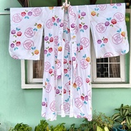 Kimono Yukata Kids 7-8yo White Japanese Vintage