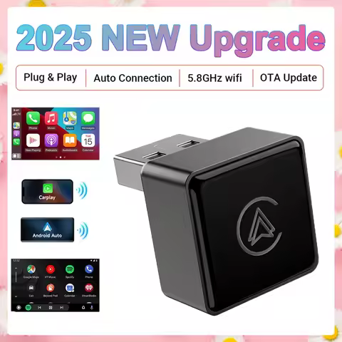 2025New Upgrade Universal Wireless CarPlay/Android Auto Adapter Plug & Play OTA Update Bluetooth Wi-