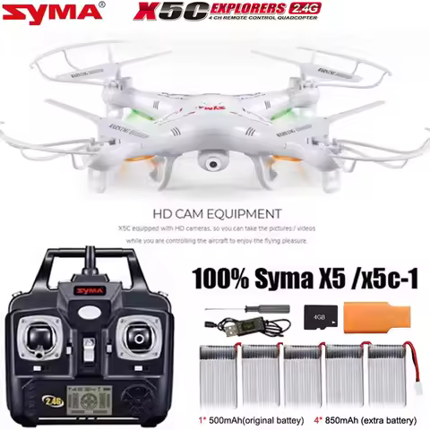 Original SYMA X5C/ X5C-1 Explorers Drone 2.4G 4CH 6-Axis Gyro RC Quadcopter With 2.0MP HD Camera RTF
