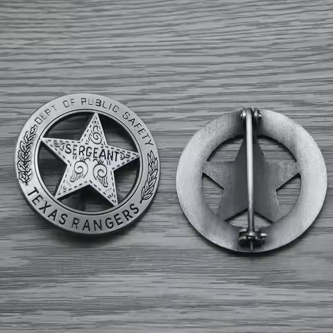 4.5cm TEXAS Rangers Company A Badge Round With Star Mexican Peso American Rangers Old West Civil War