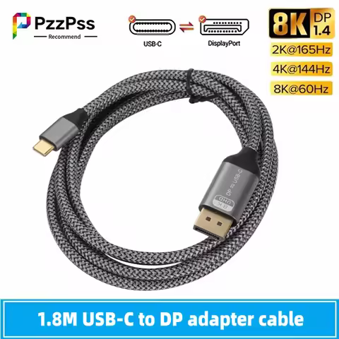 8K60Hz USB-C to DP Adapter 1.8M Cable Bidirectional Mutual Conversion DP to USB-C 1.8M Cable for Mac