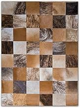 New Cowhide Rug Leather. Animal Skin Patchwork Area Carpet- Art 520C (4 x 6 ft)