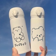 Cute Bear Thermos Bottle Thermal Flask Vacuum Flask 350-480ml Thermal Water Bottle Cute Girly White
