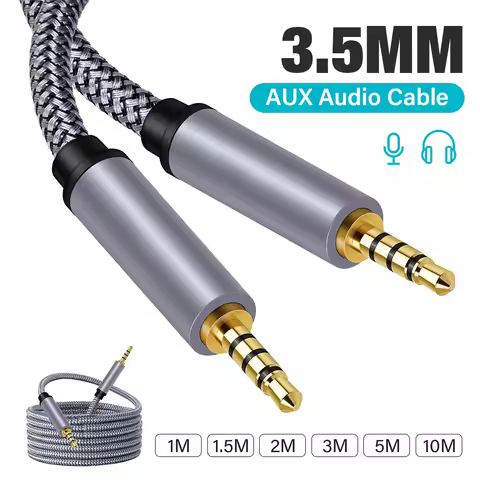 Gold Plated 3.5mm to 3.5 mm TRRS Jack Aux Cable For Samsung Xiaomi Car Earphone HIFI Stereo Audio Co