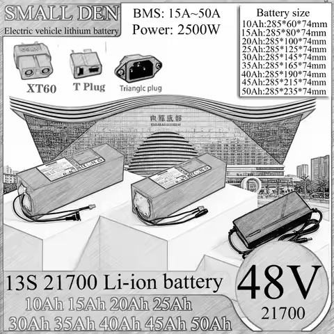 NEW 21700 48V 15Ah 20Ah 40Ah 30Ah 50Ah lithium battery 2500W with 50A BMS electric scooter battery m