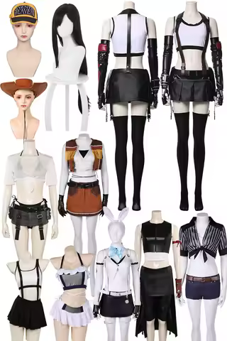 Final Cosplay Fantasy VII Tifa Lockhart Cosplay Costume Women Girl Outfit Sports Vest Skirt Full Set