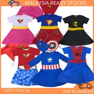 MANJA BB (3Y-7Y)Girl Kids Costume Captain Girl Spidergirl Supergirl batgirl Wonder-women party Hallo