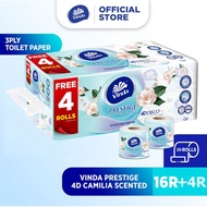 [Bundle of 2/4] Vinda Prestige 3 Ply 4D-Deco Embossed Camellia Scented Toilet Paper Roll (16 Rolls)