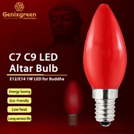 LED Altar Light Bulb 2pcs E12 E14 Mini Candle Holder Lamp Bulb 90% Energy Saving Red Praying Bulbs Vintage C7 C9 220V LED Plastic Bulb for Buddha