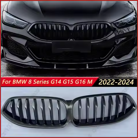 Gloss Black Car Front Bumper Grille For BMW 8 Series G14 G15 G16 840i 840d M850i M-Sport 2022-2024 R