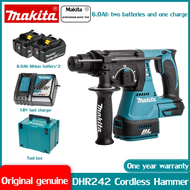 Makita DHR242 18V LXT ค้อนโรตารี่ 24 มม. ค้อนกระแทกคอนกรีต Body เท่านั้นค้อนไฟฟ้าสว่านกระแทกแบบชาร์จไฟได้ไร้สายไร้สาย 24 มม. สว่านโรตารี่สว่านไฟฟ้าแบบชาร์จไฟได้เครื่องมือไฟฟ้า (พร้อมแบตเตอรี่ 2 ก้อน + ที่ชาร์จ)