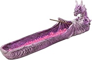 Ebros Gift Magenta Sunset Dragon Guarding Pink Quartz Crystal Quarry River Incense Burner Holder Fig