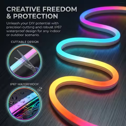 USB LED Neon Rope Lights Waterproof RGB Led Strip Lights with Remote WiFi Flexible Led Light Strip G