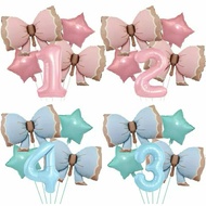 5pcs BABY PASTEL STAR AND NUMBER BALLOON PACKAGE 80cm