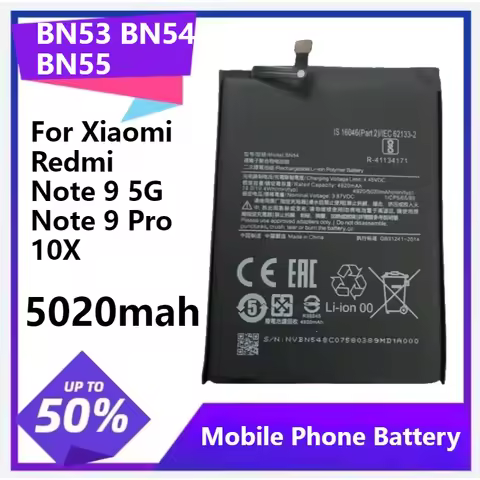 BN53 BN54 BN55 Replacement Phonea Battery for Xiaomi Redmi Note 9 5G Note 9 Pro 9Pro 10X 4G Note 9S 