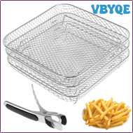 VBYQE 3Pcs Stackable Air Fryer Racks Rectangle Air Fryer Mesh Tray Multi-Layer Racks For Dual Air Fryer Accessories Kitchen Tools ALFIB