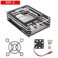 9 Layer Raspberry Pi 4B Acrylic Case Box Black Enclosure Shell with Cooling Fan Protect Cover for Ra