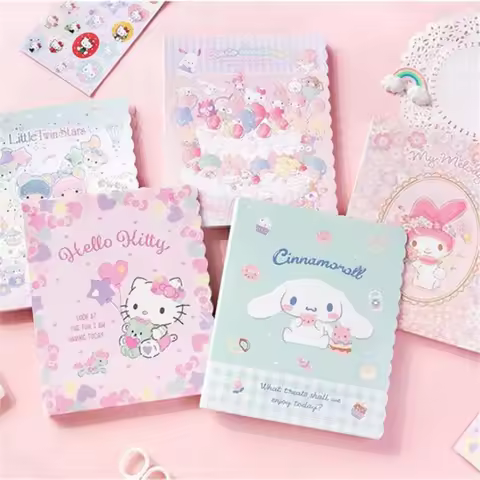 Kawaii Sanrio Kitty Melody Cinnamoroll Envelope Set Cute Festival Message Greeting Card Memo Pad Sch