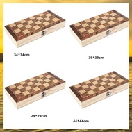 Wooden Foldable 3 in 1 Chess Backgammon Wooden Board Folding Board Game