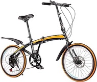 Fashionable Simplicity Folding City Bike 20 Inch Bicycle 7 Speed Gears Carbon Steel Foldable Bicycle Small Unisex Folding Bicycle 7-Speed Variable Speed Adult Portable Bicycle City Bicycle
