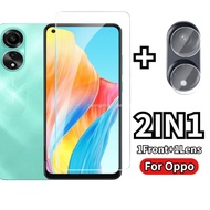 2in1 Camera Screen Protector For Oppo A18 A38 A58 A60 A78 A98 A17 A17K 4G 5G 2023 Full Cover Clear T