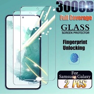 2ชิ้นปกป้องหน้าจอสำหรับกระจกเทมเปอร์เหมาะสำหรับ Samsung Galaxy S23 S21 S22บวก FE Note 20ฟิล์มแก้วปลดล็อคลายนิ้วมือ S 23 22 5G