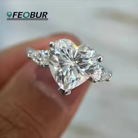 Certified 1/2/3/4CT Heart Cut Full Moissanite Ring for Women 925 Sterling Silver Diamond Promise Eng