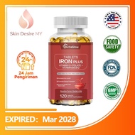 AvitaGlow Iron Plus – Vitamin C + Folate + B6 & B12 – Energy & Blood Support –120 Capsules