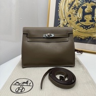 愛馬仕 Hermes  kelly danse 大象灰銀扣手袋 斜挎包單肩包