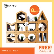 KAFBO Cat Scratching Furniture HOME 8 pcs Set – Brown ที่ลับเล็บแมว ที่ข่วนเล็บแมว ที่นอนแมว บ้านแมว