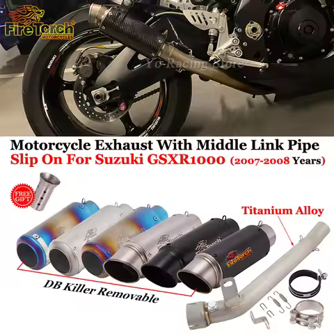Slip On For Suzuki GSXR1000 GSXR 1000 K7 K8 2007-2008 Motorcycle Exhaust Escape Modify Titanium Mid 