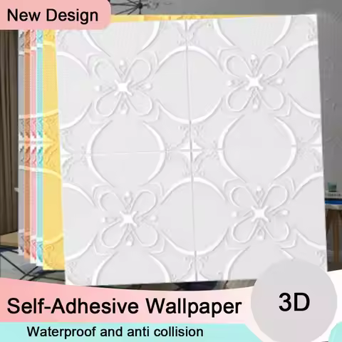 70x70cm Self-Adhesive Wallpaper 3D Brick Stickers DIY Waterproof Foam Wallpaper Kitchen Roof Ceiling