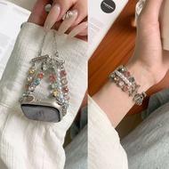 Colored Diamond Strap For iWatch Pearl Strap 45mm S9 Crystal Bead String Strap 46mm S10 iWatch Women