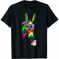 Colored Donkey Colorful Flower Donkey Lovers Tshirt