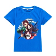 2026 Fashion 2026Demon Slayer Boys Girls Children Clothing Short-Sleeved T-Shirt Children Cartoon Pr