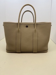 愛馬仕Hermes K刻 風衣灰銀扣garden party30 花園包 negonda皮 手提包 30cm