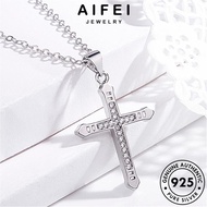 AIFEI JEWELRY Moissanite Leher 925 Pendant For Perempuan Women Cross Silver Perak Exquisite Accessories Sterling Rantai Korean Chain Necklace 純銀項鏈 Diamond Original Gold N141