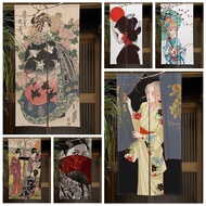 2 Japanese Geisha Door Curtain Art Girls Dining Door Decor Curtain Partition Curtain Drape Kitchen Entrance Hanging Half-Curtain