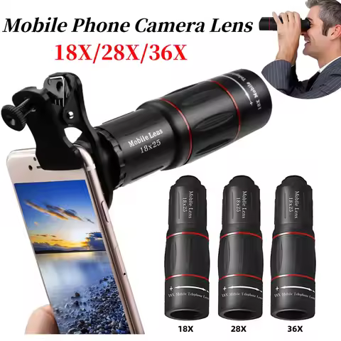 18/28/36X Mobile Phone Camera Lens Clip-On Zoom Monocular Telescope Phone Camera Telephoto Lens for 