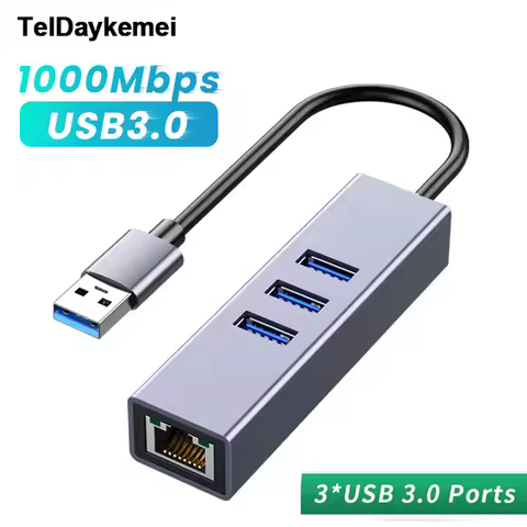 USB C HUB 1000Mbps 3 Ports USB 3.0 Type C HUB USB to Rj45 Gigabit Ethernet Adapter RTL8153 for MacBo